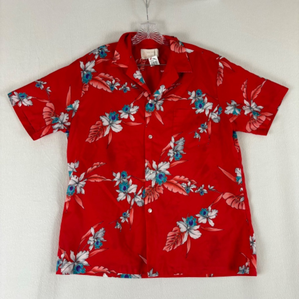 Vintage Royal Hawaiian Men's M Shirt Short Sleeve Red Floral